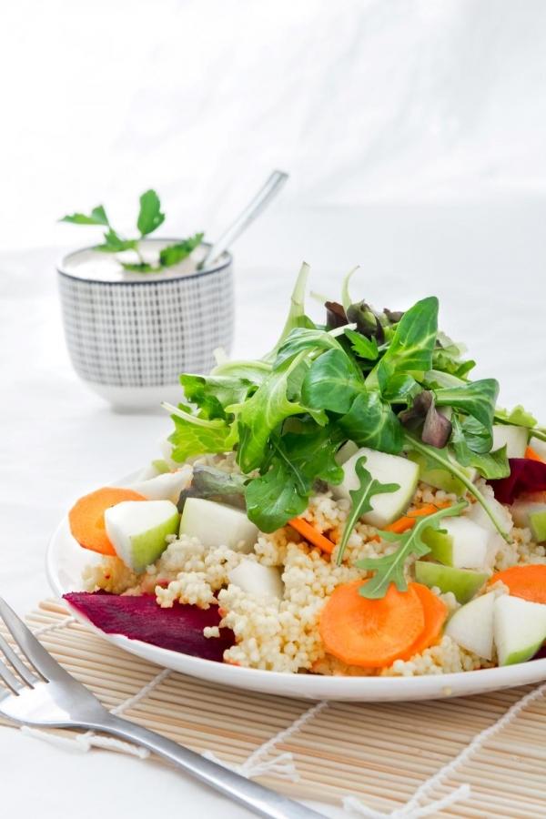 Millet and Carrot Salad with Creamy Almond Dressing