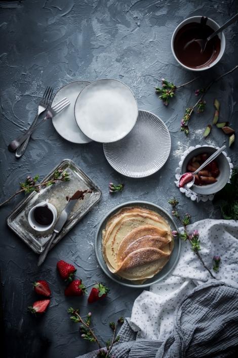 Roasted Strawberry Rhubarb Crêpes - Use Your Noodles